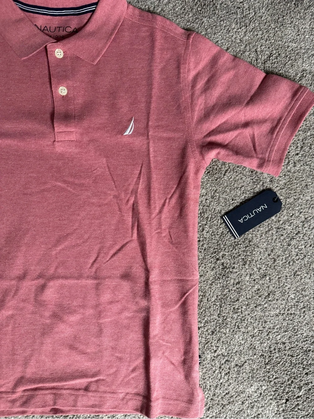 😎NWT Nautica Boys Youth Kids Pink Preppy Classic Short Sleeve Polo Shirt | 10